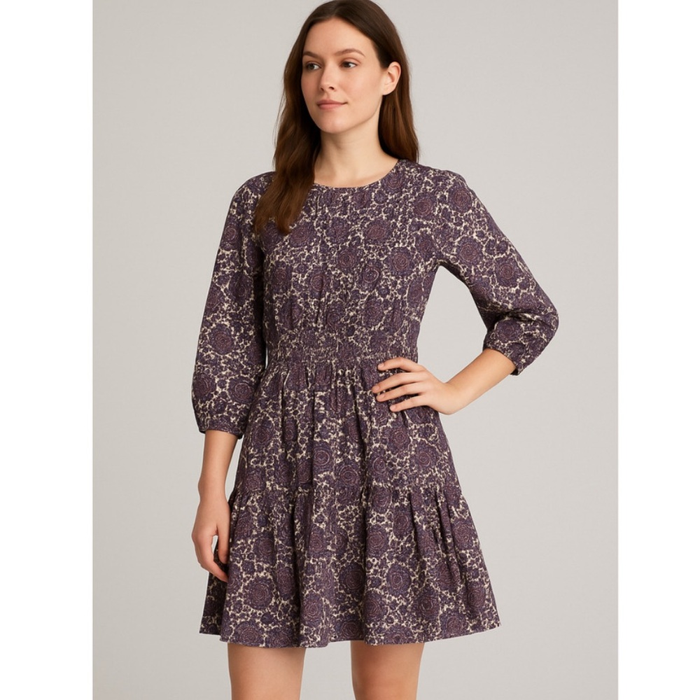 J. Crew || Palermo Smocked Waist Mini Dress Floral Bouquet Linen XS‎
